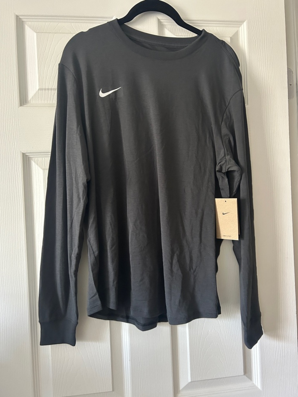 Nike Black Long Sleeve Crew with White Swoosh